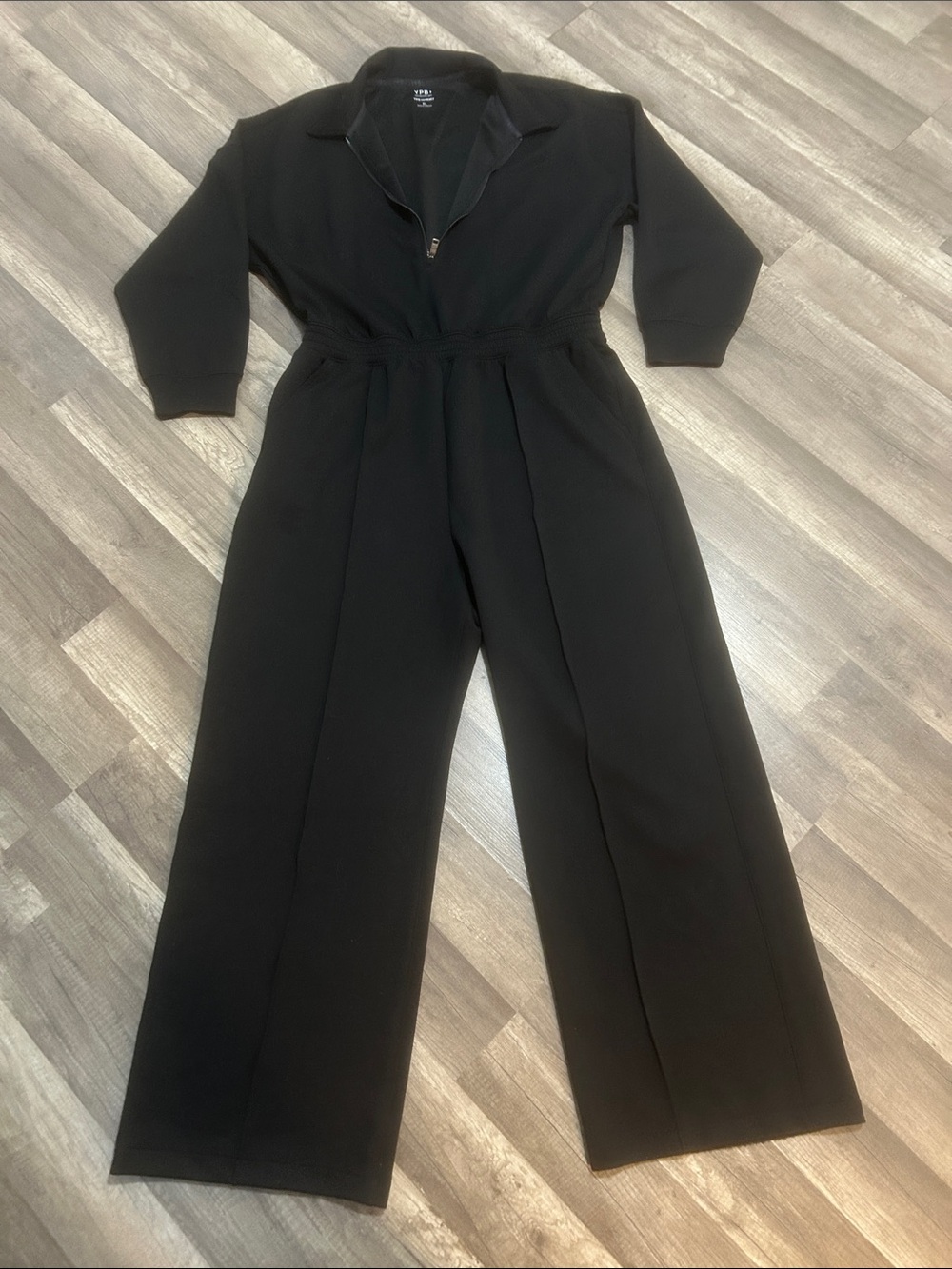 YPB Women’s Jumpsuit Black Long-Sleeve Wide-Leg Size XL Like New